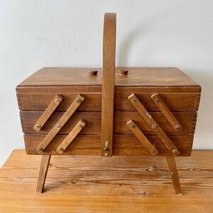 Vintage Accordion Sewing Box Craft Storage